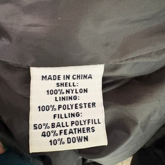 Double Down Quilted Puffer Jacket Casual Ski Winter Coat Mock Neck Black - L - Picture 4 of 5